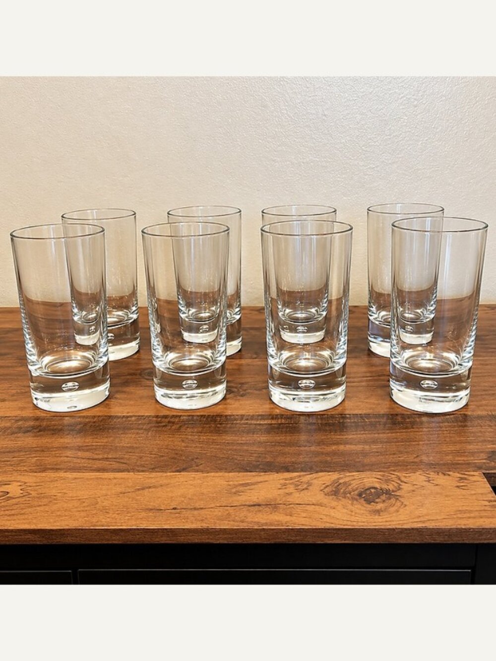 Vintage Williams Sonoma Bubble Base Highball Glass Set of 8 - 16 oz